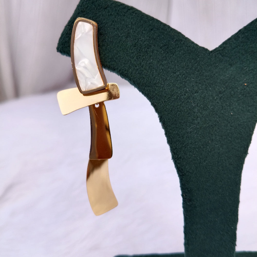 Earrings with Golden Finish & White Stones