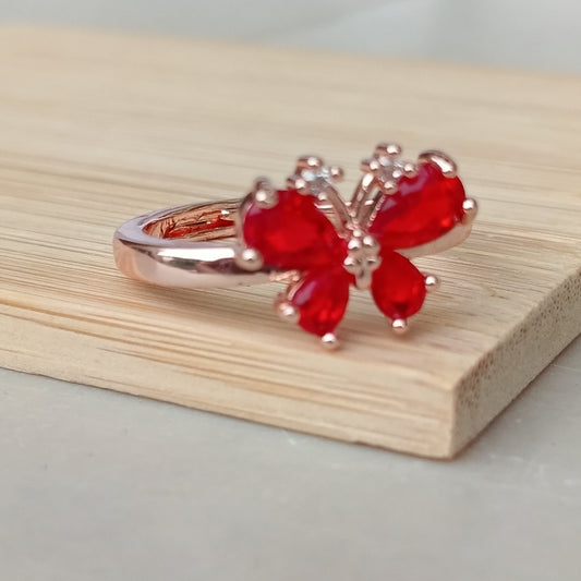 Adjustable Finger Ring with Red Color Stones